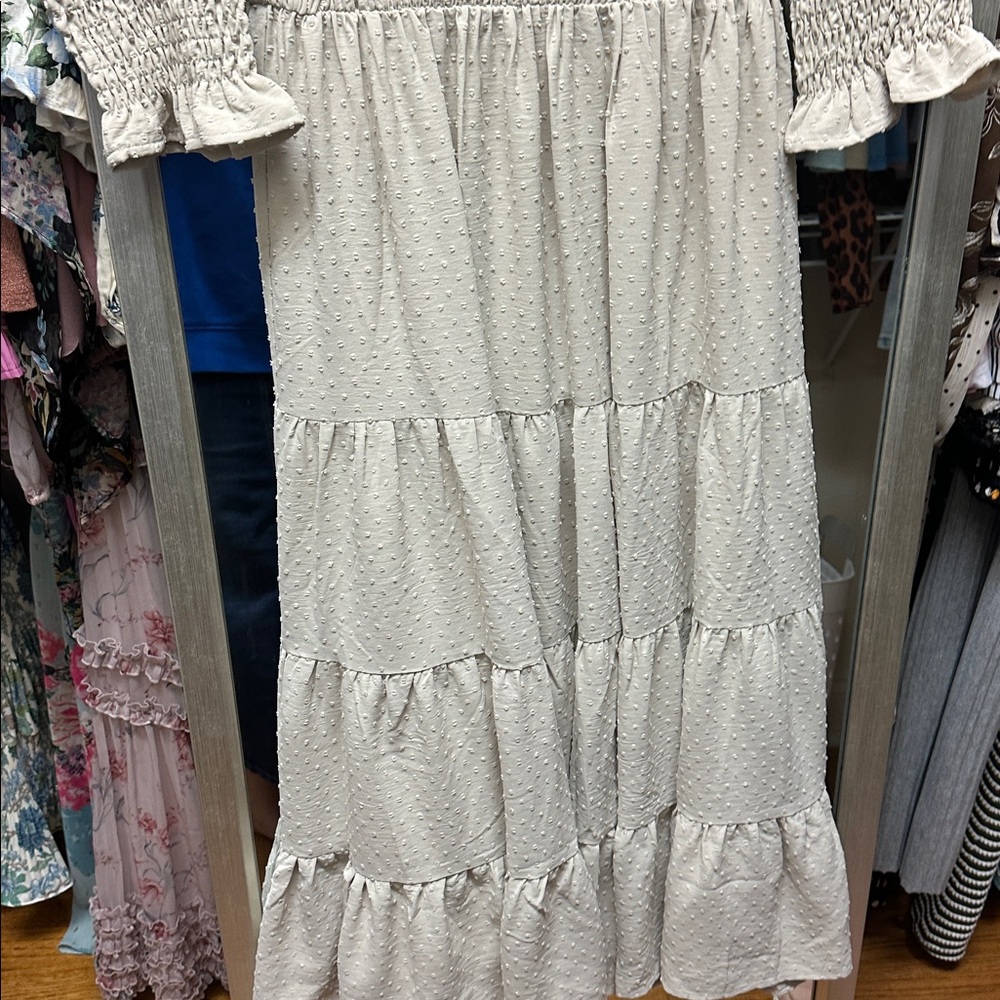 Dainty Jewells Cream Smocked Tiered Maxi Dress - Picture 4 of 5